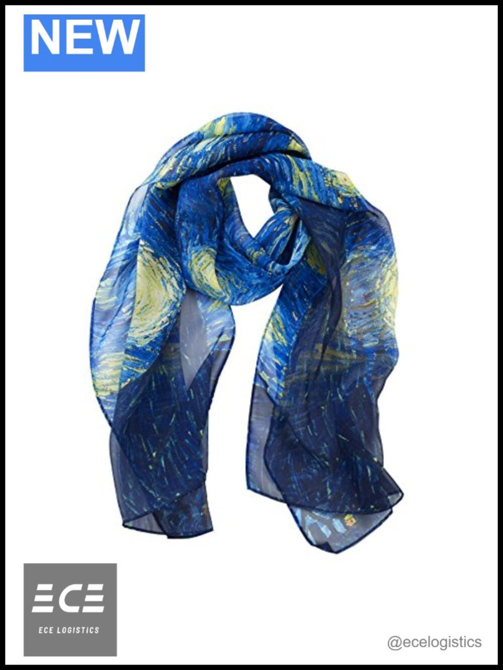100% Polyester Fashion Scarf Stars Art Print Lightweight Wrap
